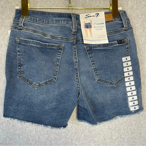 Seven7 Weekend Mid-Rise Frayed Hem Denim Shorts - Picture 7 of 7